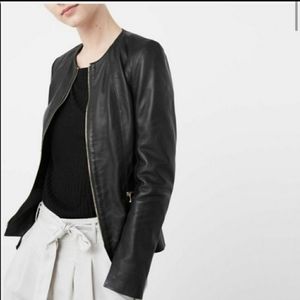 Zara Black Faux Leather Moto Jacket Flared Bottom